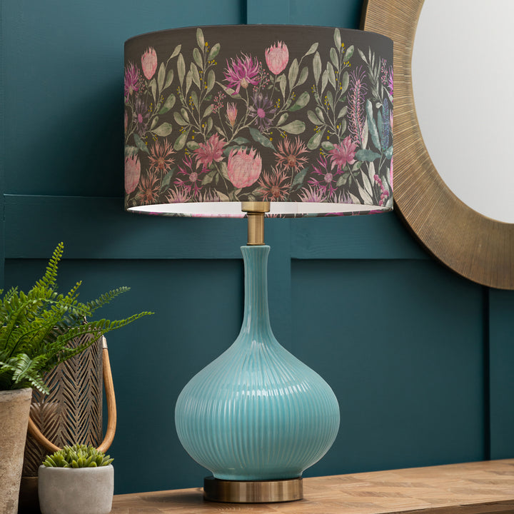 Ursula Table Lampbase Aqua/Fortazela EVA 40cm Lampshade Onyx