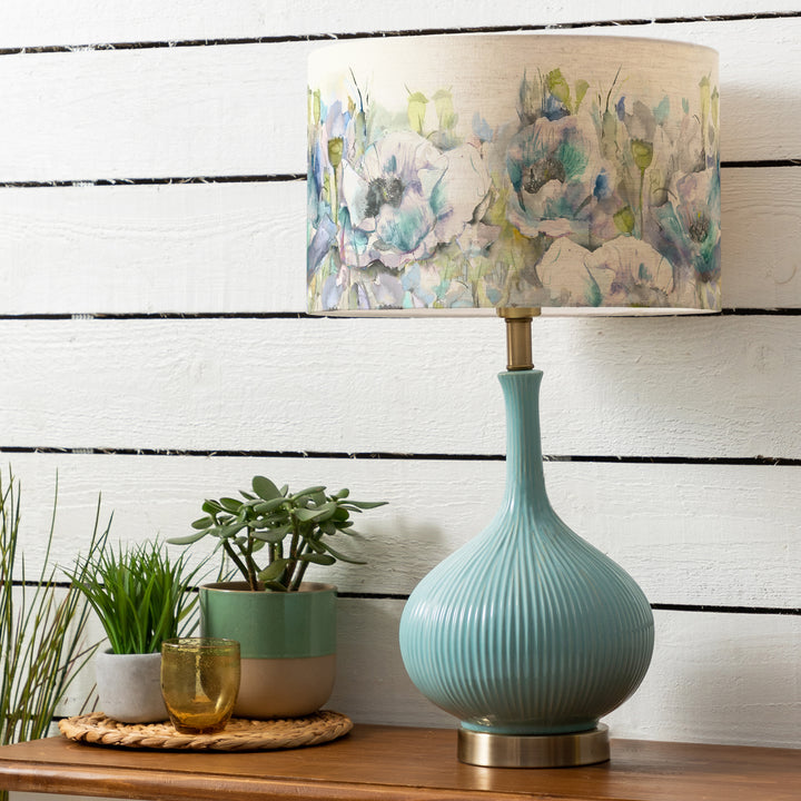 Ursula Table Lampbase Aqua/Papavera EVA 40cm Lampshade Veronica