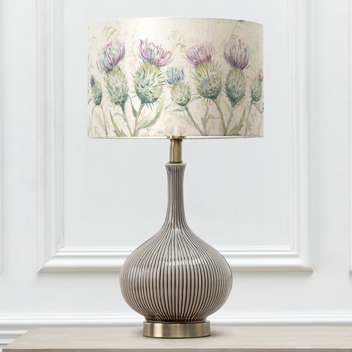 Ursula Table Lampbase Silver/Thistle Glen EVA 40cm Lampshade Linen - image 2