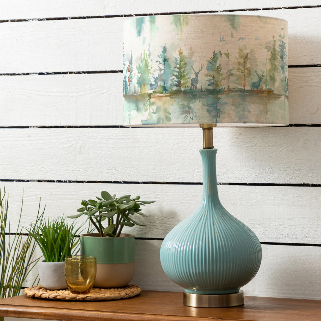 Ursula Table Lampbase Aqua/Wilderness EVA 40cm Lampshade Topaz