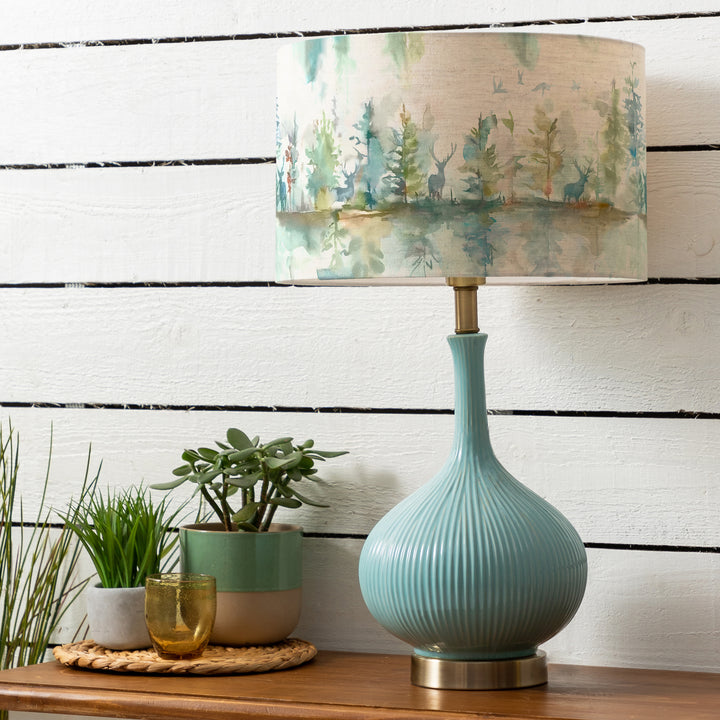 Ursula Table Lampbase Aqua/Wilderness EVA 40cm Lampshade Topaz
