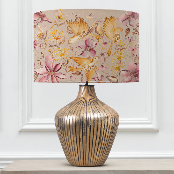 ZELENA TABLE LAMPBASE GLASS/FLOELLA PRIMROSE 46CM LAMPSHADE PINK