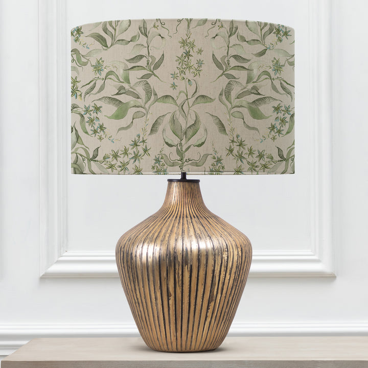 ZELENA TABLE LAMPBASE GLASS/HETTIE VINE EVA 46CM LAMPSHADE GREEN
