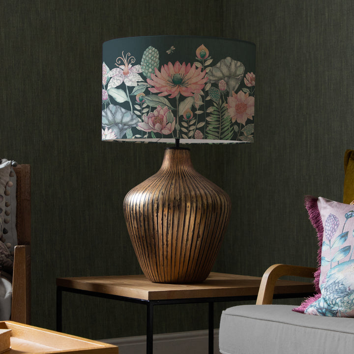 Zelena Table Lampbase Glass/Nesidora EVA 46cm Lampshade Emerald