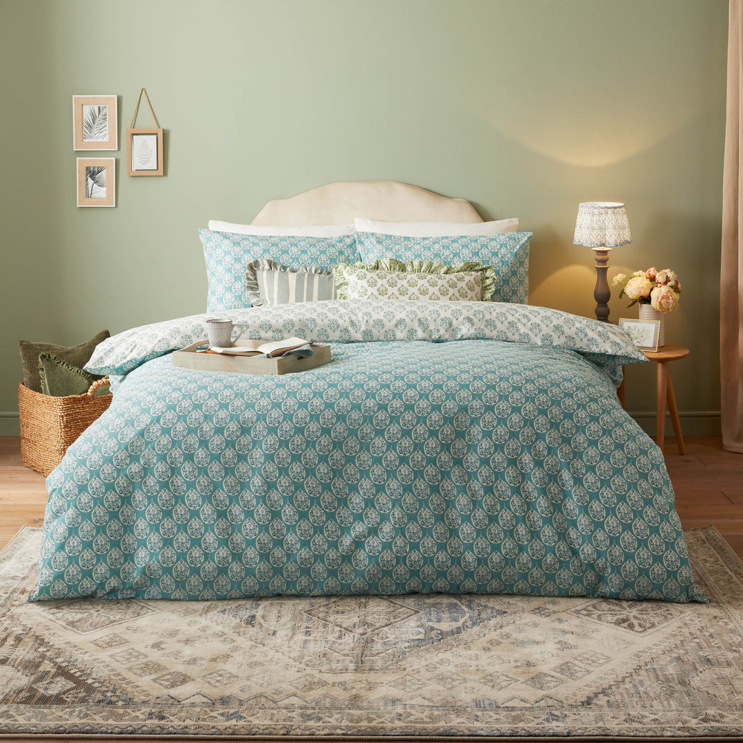 Krissa Block Super King Duvet Set Blue