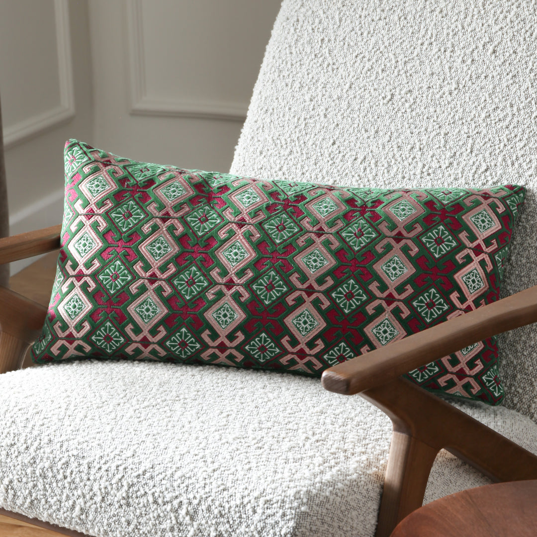 Laurel 30x60 Cushion Case Cerise/Jade