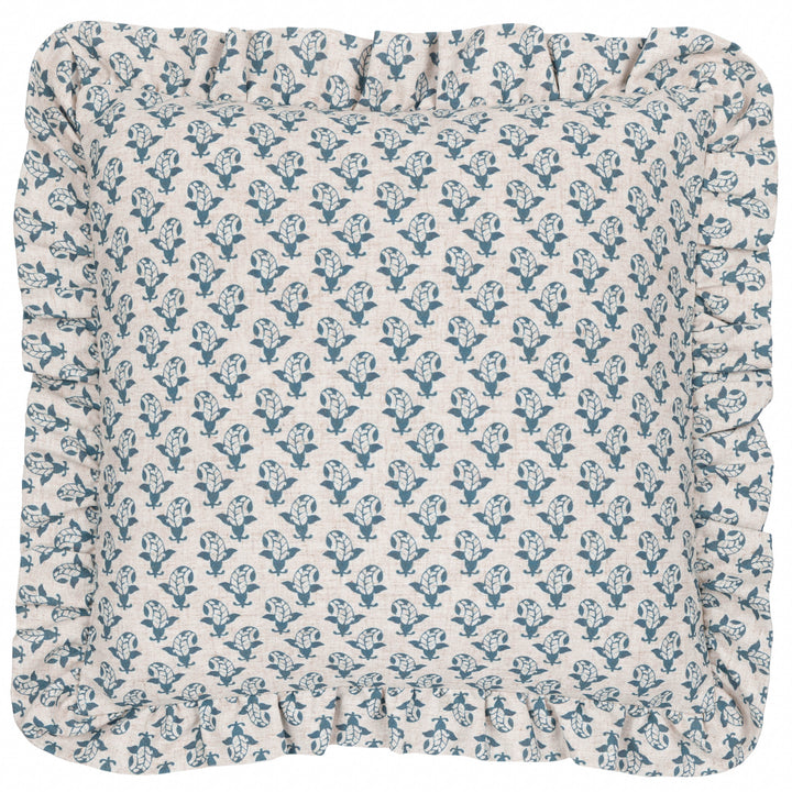 LULAH BLOCK 45X45 CUSHION CASE LINEN/BLUE