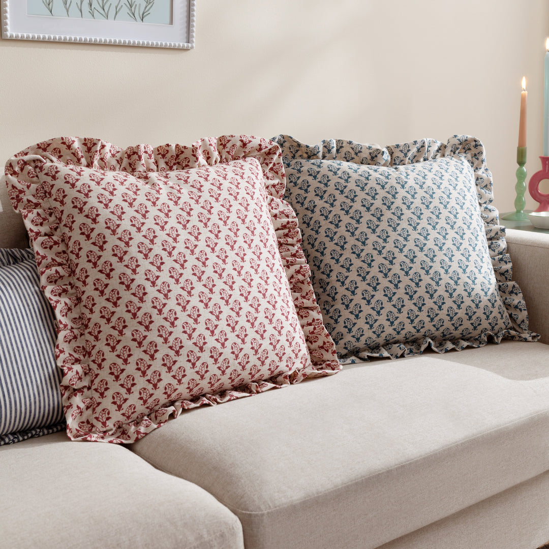 Lulah Block 45x45 Cushion Case Linen/Red - image 7