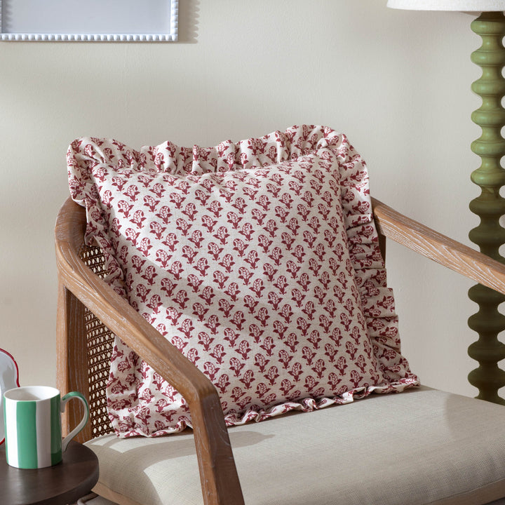 Lulah Block 45x45 Cushion Case Linen/Red