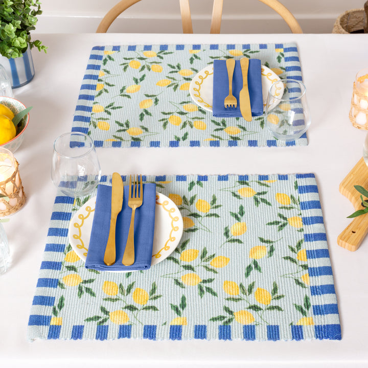 Lemons 46x36 Set Of 4 Table Placemats Blue - image 2