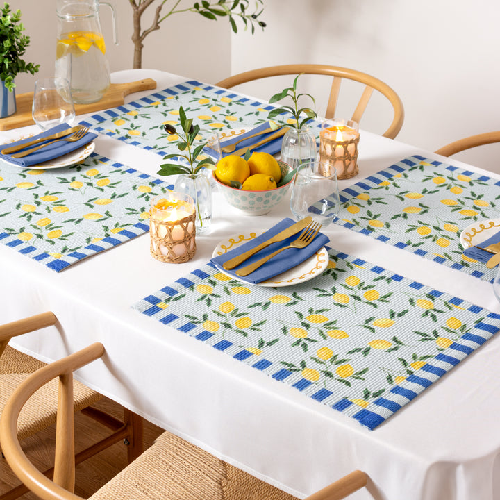 Lemons 46x36 Set Of 4 Table Placemats Blue