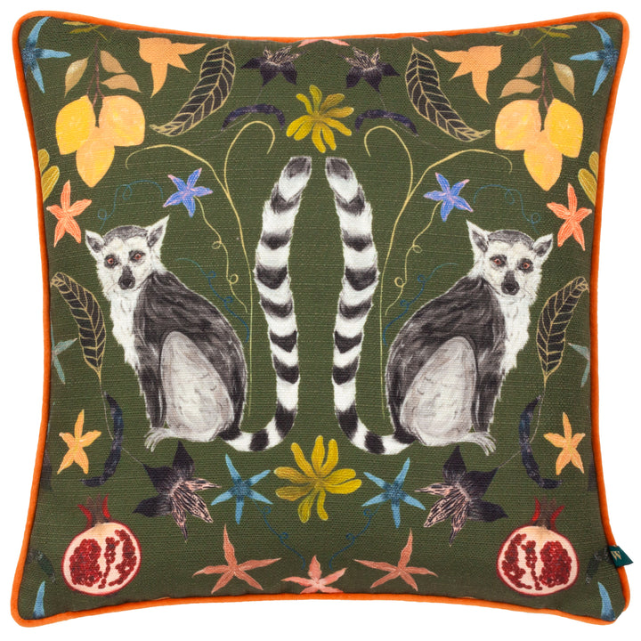 LEMURS 43X43 CUSHION CASE EMERALD