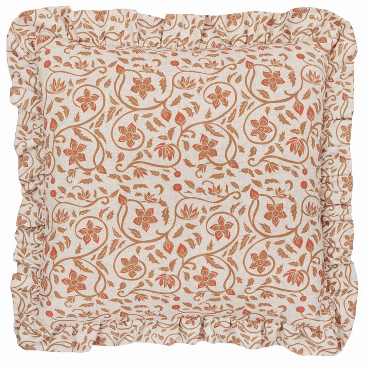 LINEN FILIGREE 50X50 CUSHION CASE LINEN/OCHRE