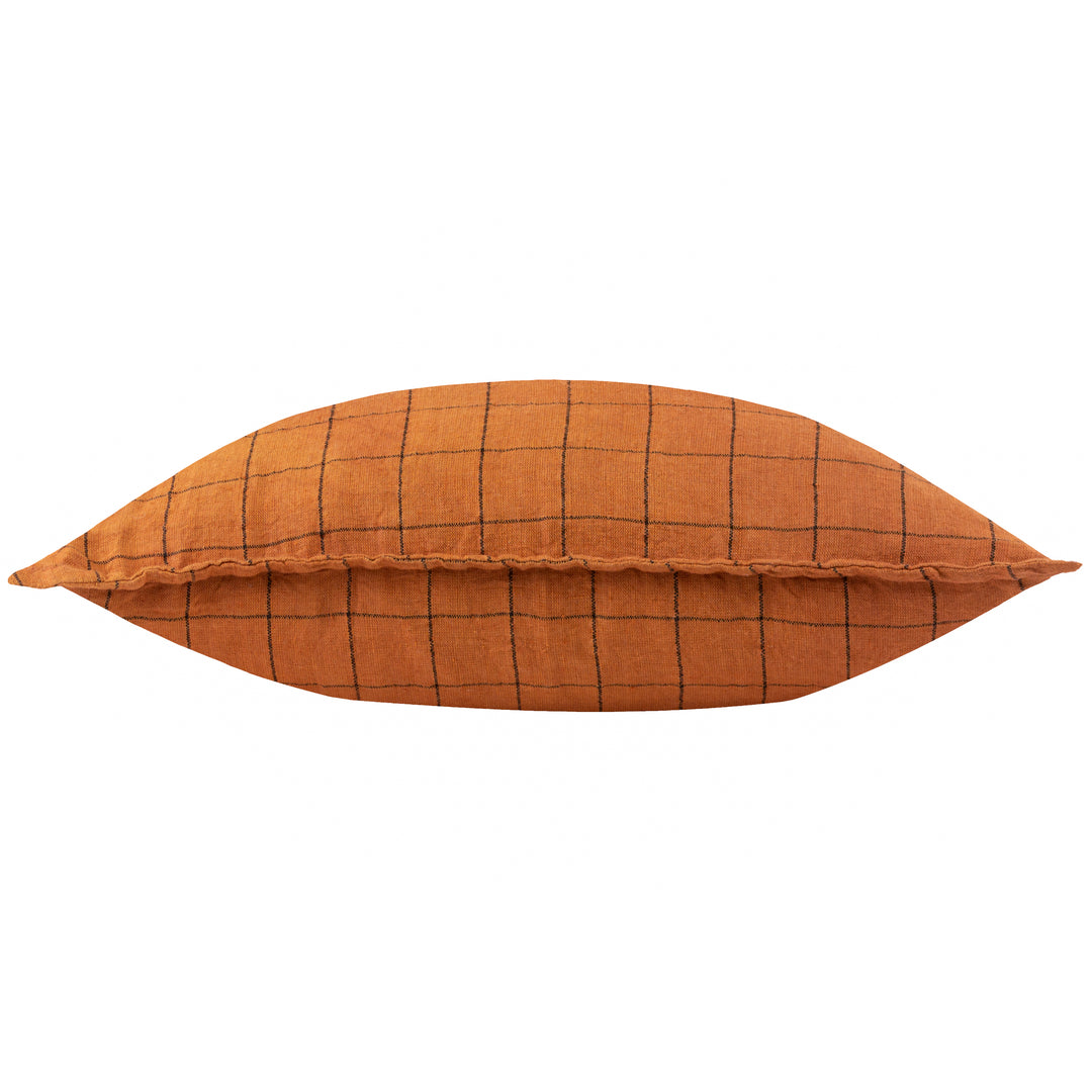 LINEN GRID CHECK 50X50 CUSHION CASE BRICK