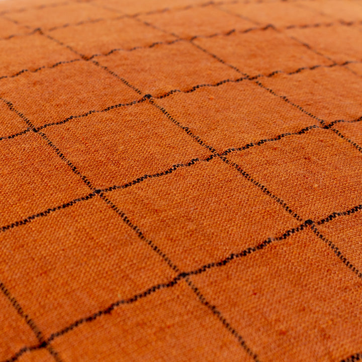 LINEN GRID CHECK 50X50 CUSHION CASE BRICK