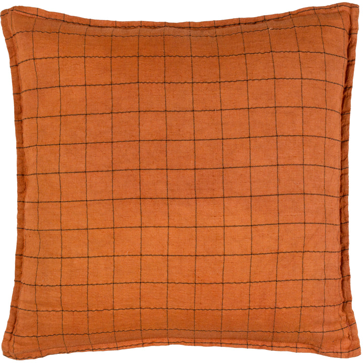 LINEN GRID CHECK 50X50 CUSHION CASE BRICK