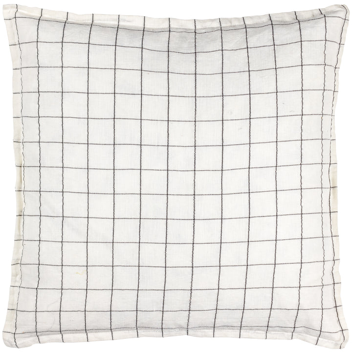 LINEN GRID CHECK 50X50 CUSHION CASE ECRU