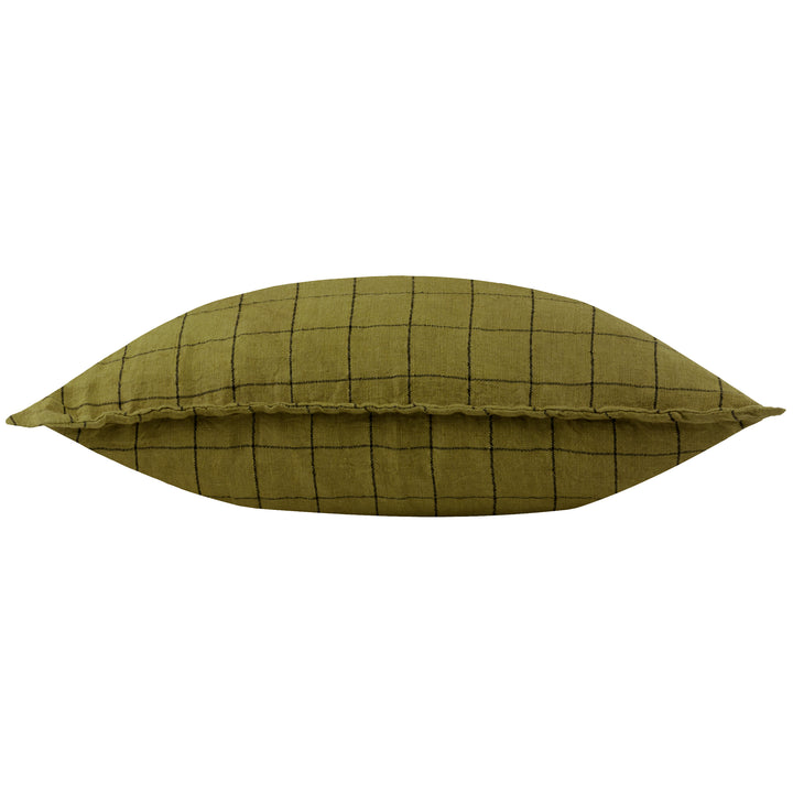 LINEN GRID CHECK 50X50 CUSHION CASE OLIVE
