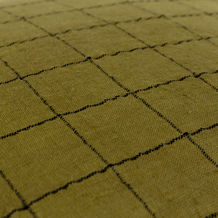 LINEN GRID CHECK 50X50 CUSHION CASE OLIVE