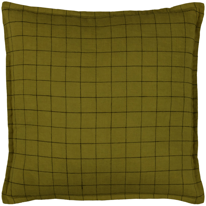 LINEN GRID CHECK 50X50 CUSHION CASE OLIVE