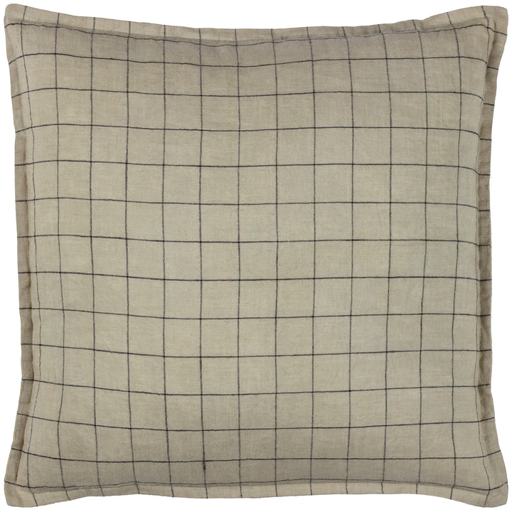 LINEN GRID CHECK 50X50 CUSHION CASE STONE