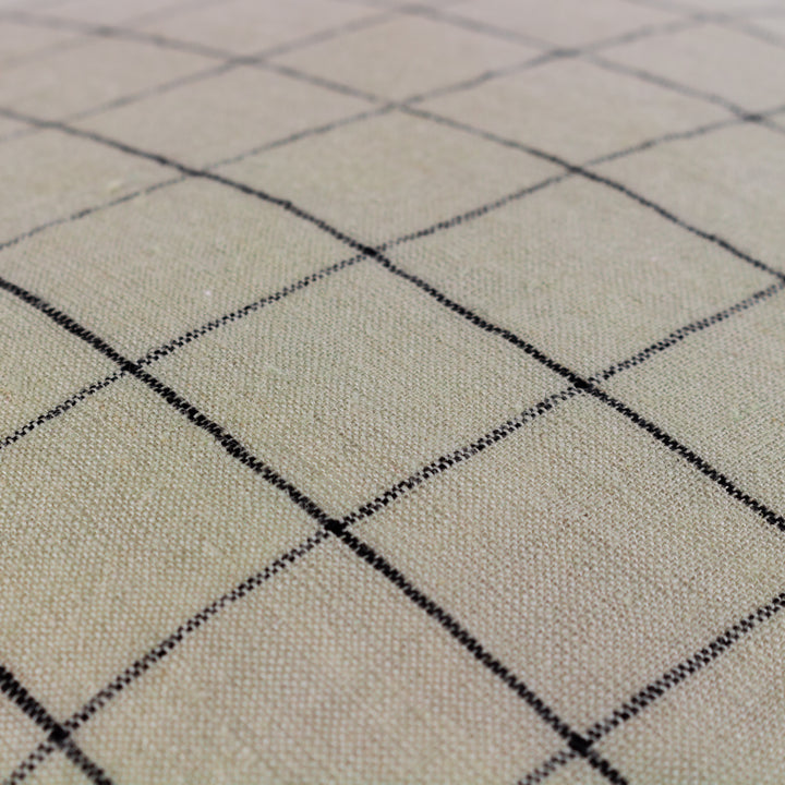 LINEN GRID CHECK 50X50 CUSHION CASE STONE
