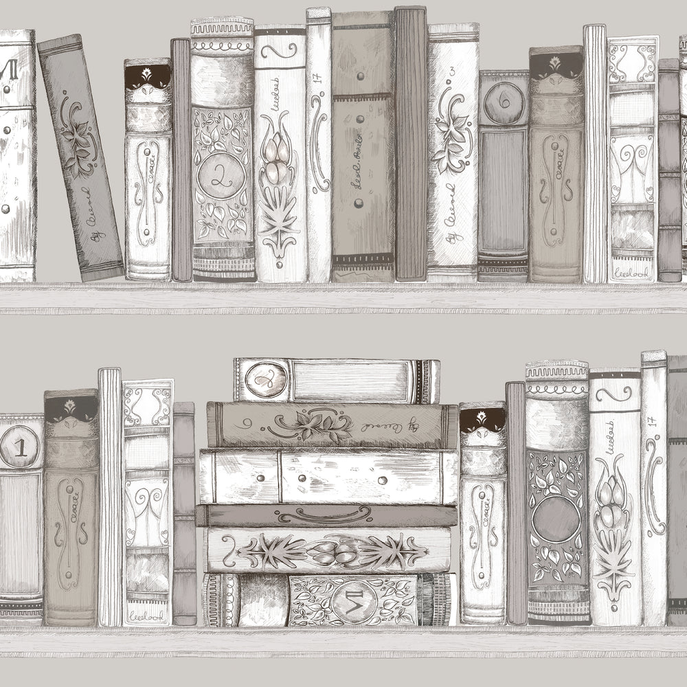 Library Books Wallpaper Sepia - image 2
