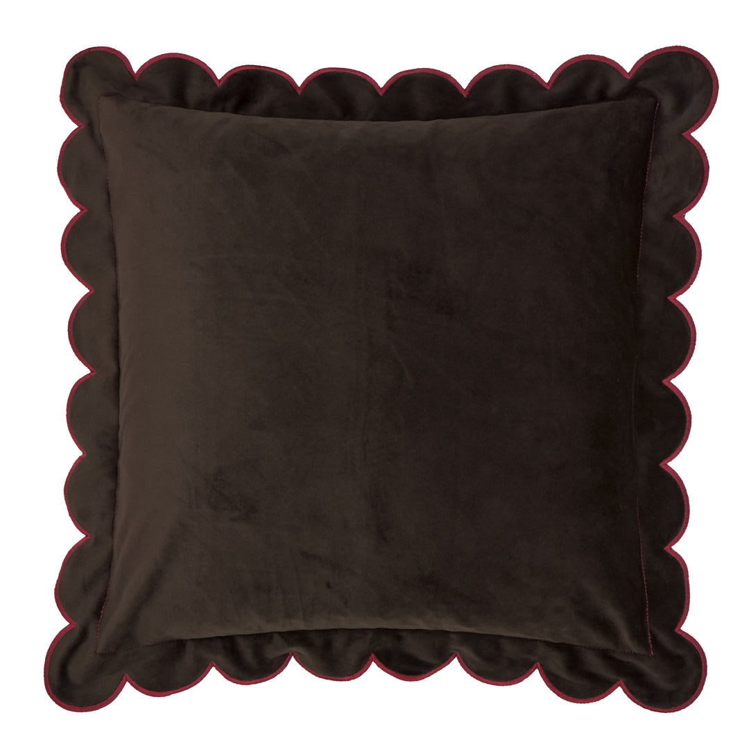 Lil Scallop 45x45 Cushion Case Chocolate/Burgundy