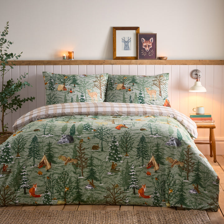 Lodge Wood Double Duvet Set Oak Green - image 4