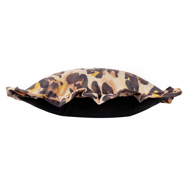LEOPARD RUFFLE 45X45 CUSHION CASE MULTI