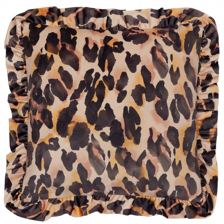 LEOPARD RUFFLE 45X45 CUSHION CASE MULTI