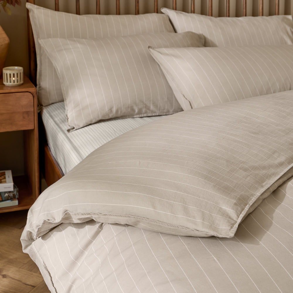 Linear Stripe Single Duvet Set Natural - image 2