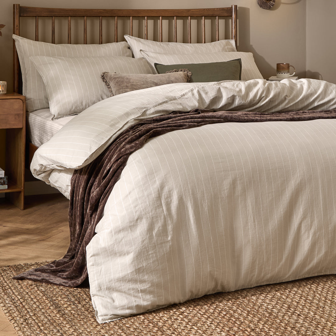 Linear Stripe Single Duvet Set Natural - image 3