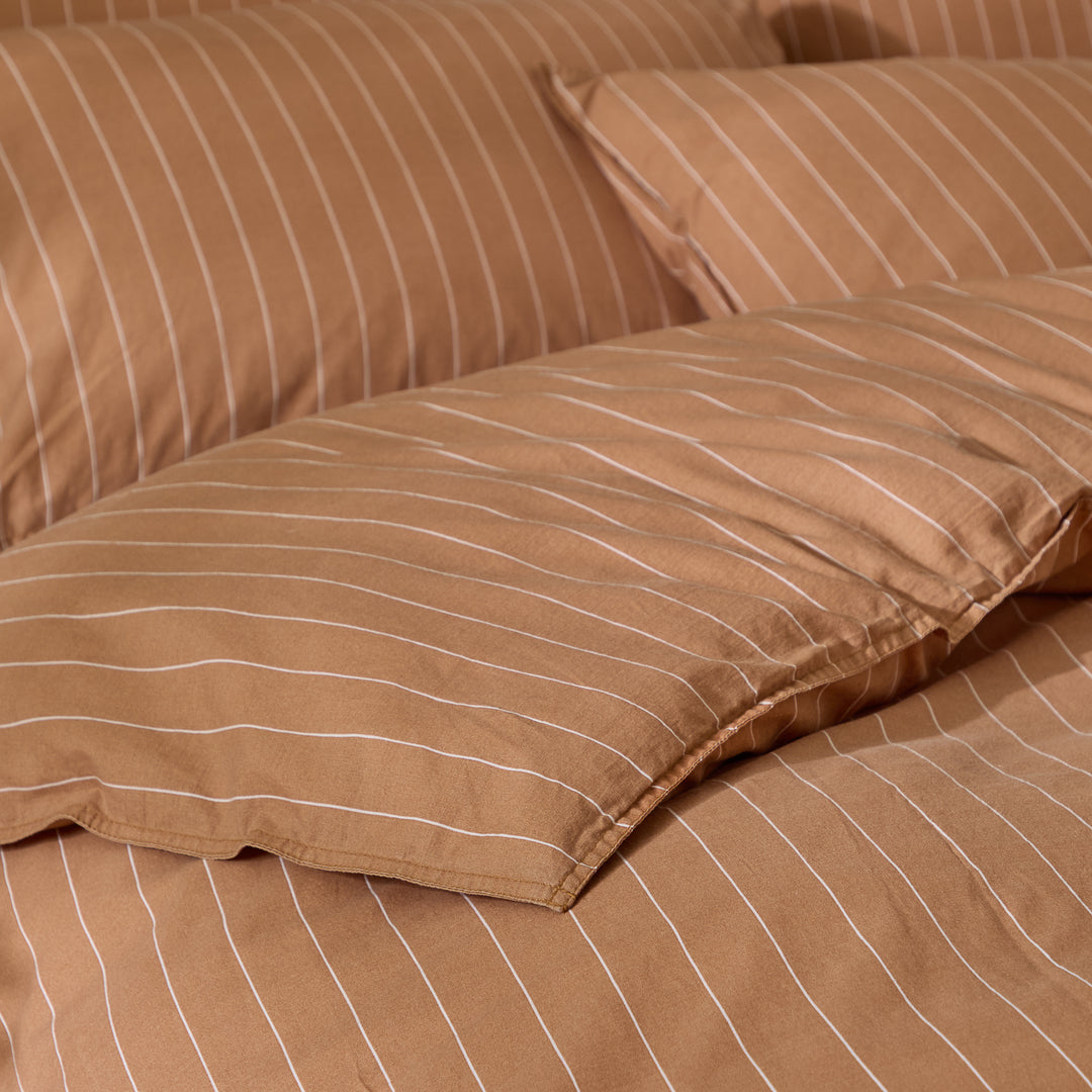 Linear Stripe Double Duvet Set Demerara Sugar - image 4