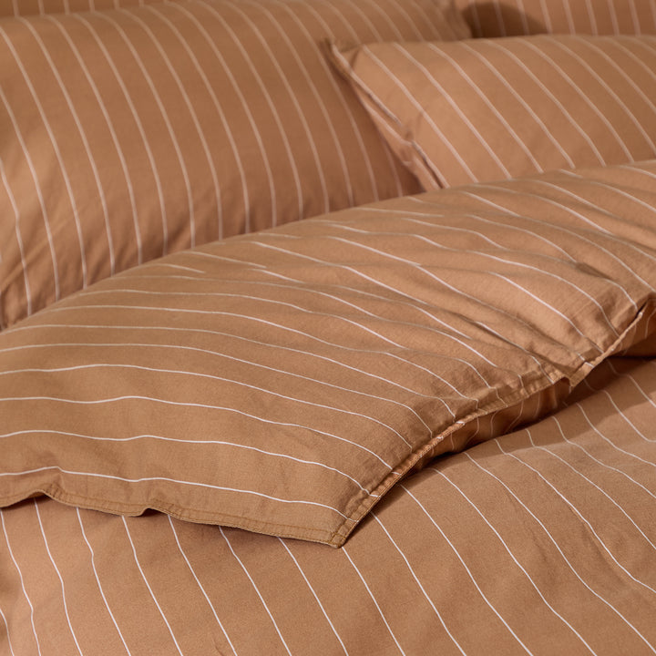 Linear Stripe Double Duvet Set Demerara Sugar - image 4