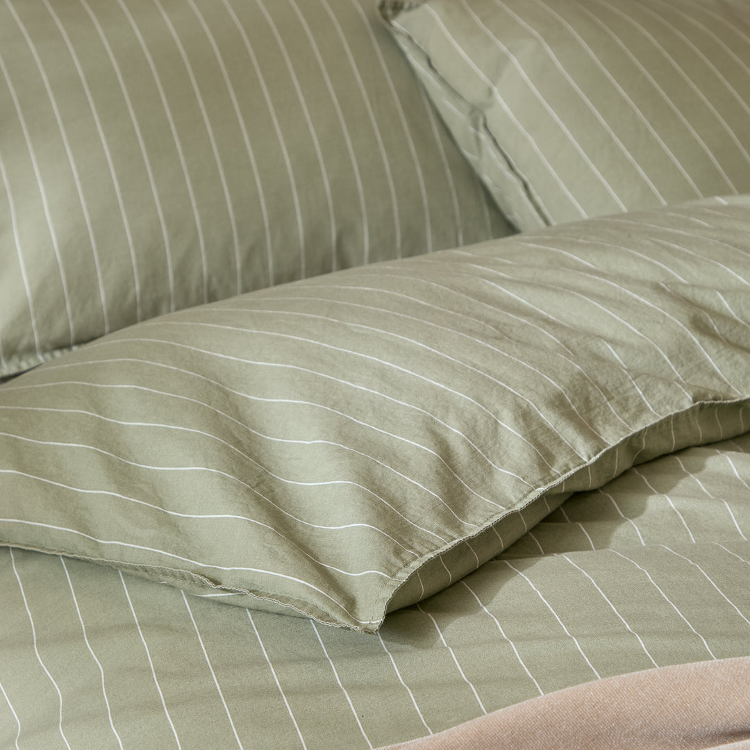 Linear Stripe Double Duvet Set Forest - image 4