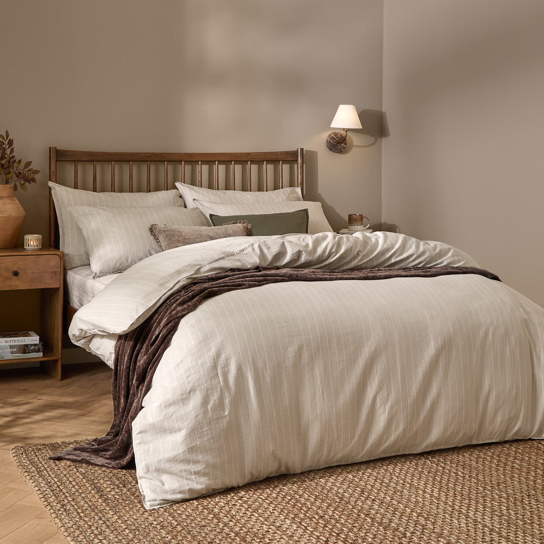 Linear Stripe Double Duvet Set Natural