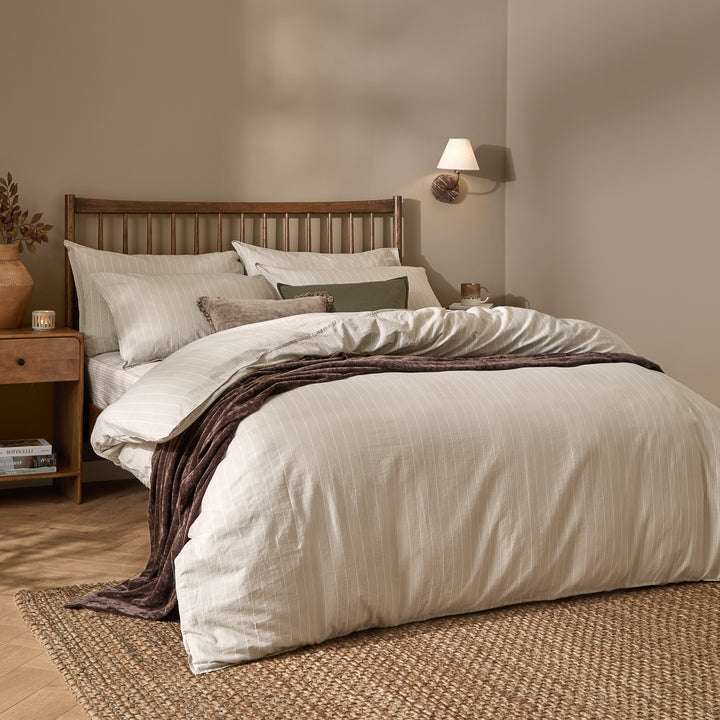 Linear Stripe Double Duvet Set Natural