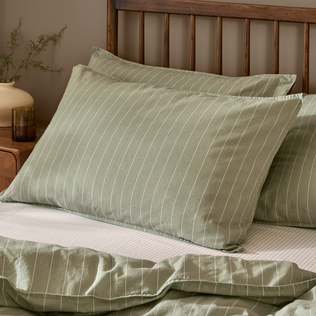 Linear Stripe Pillowcase Pairs Forest