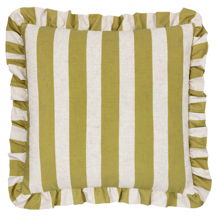 LINEN STRIPE 50X50 CUSHION CASE LINEN/OLIVE