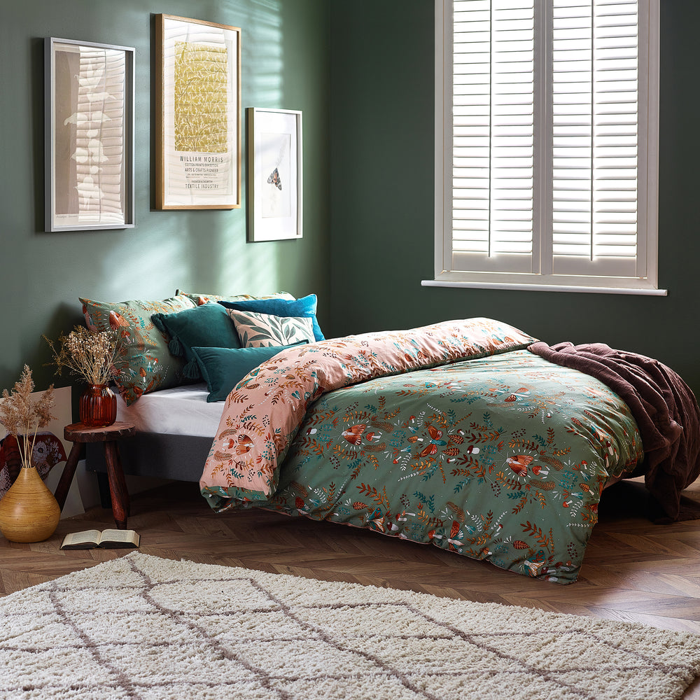 Luna Wood Double Duvet Set Fern Green - image 2