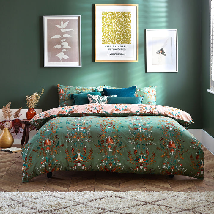 Luna Wood King Size Duvet Set Fern Green