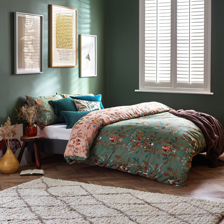 Luna Wood Super King Size Duvet Set Fern Green - image 2