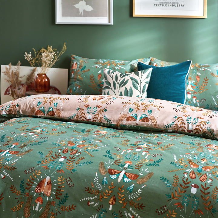 Luna Wood Super King Size Duvet Set Fern Green - image 3
