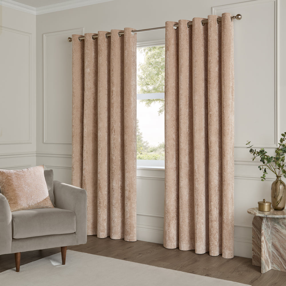 Lustre Velvet 168x137 Eyelet Curtains Oyster - image 2