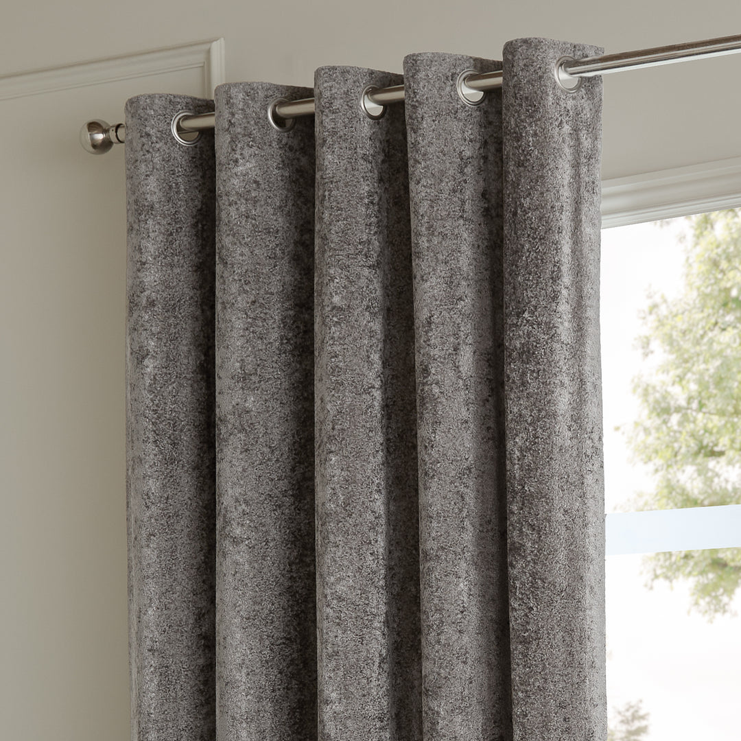 Lustre Velvet 168x137 Eyelet Curtains Pewter - image 3