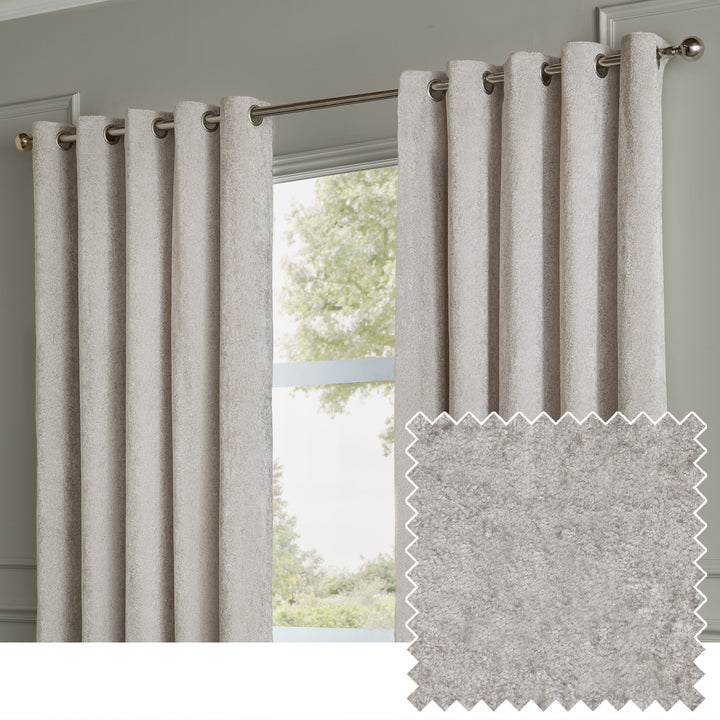Lustre Velvet 168x137 Eyelet Curtains Silver
