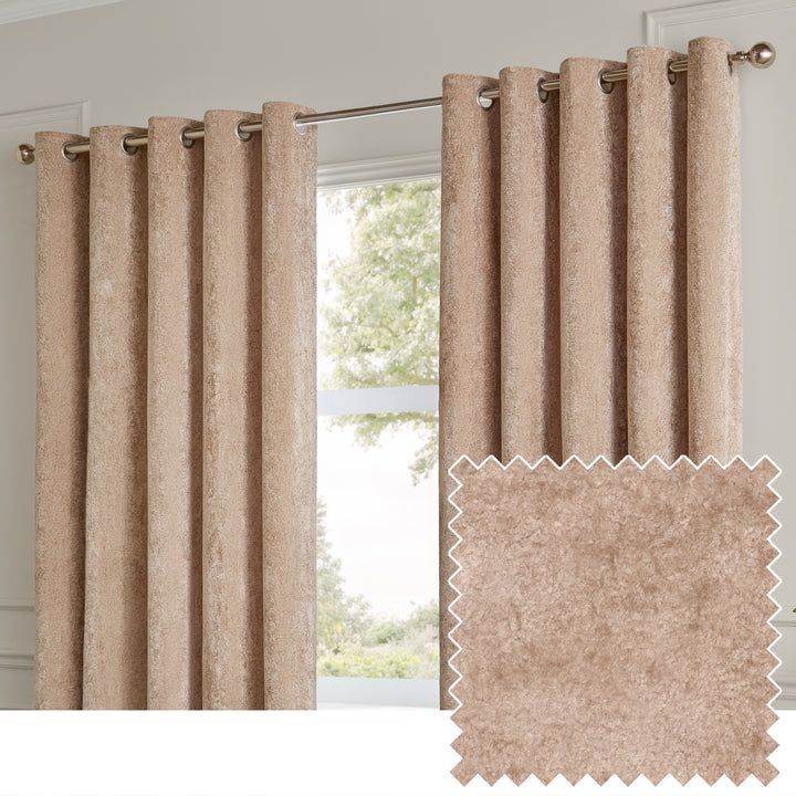 Lustre Velvet 229x229 Eyelet Curtains Oyster