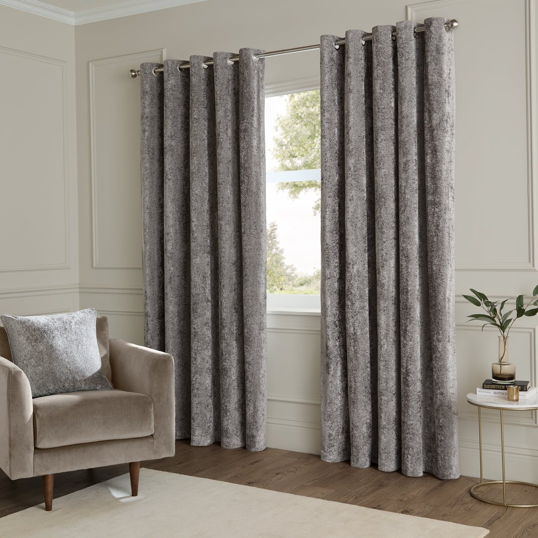 Lustre Velvet 168x183 Eyelet Curtains Pewter - image 2