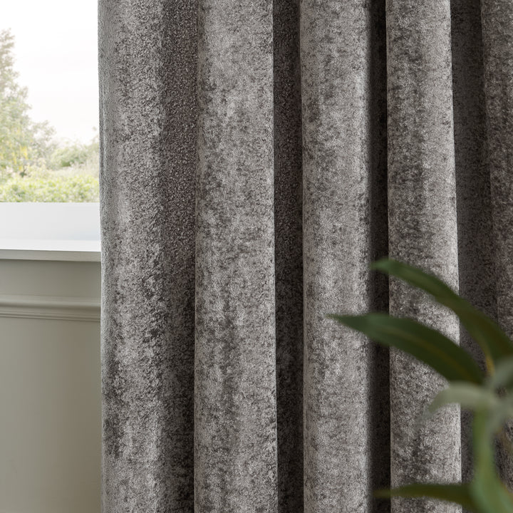 Lustre Velvet 168x183 Eyelet Curtains Pewter - image 4
